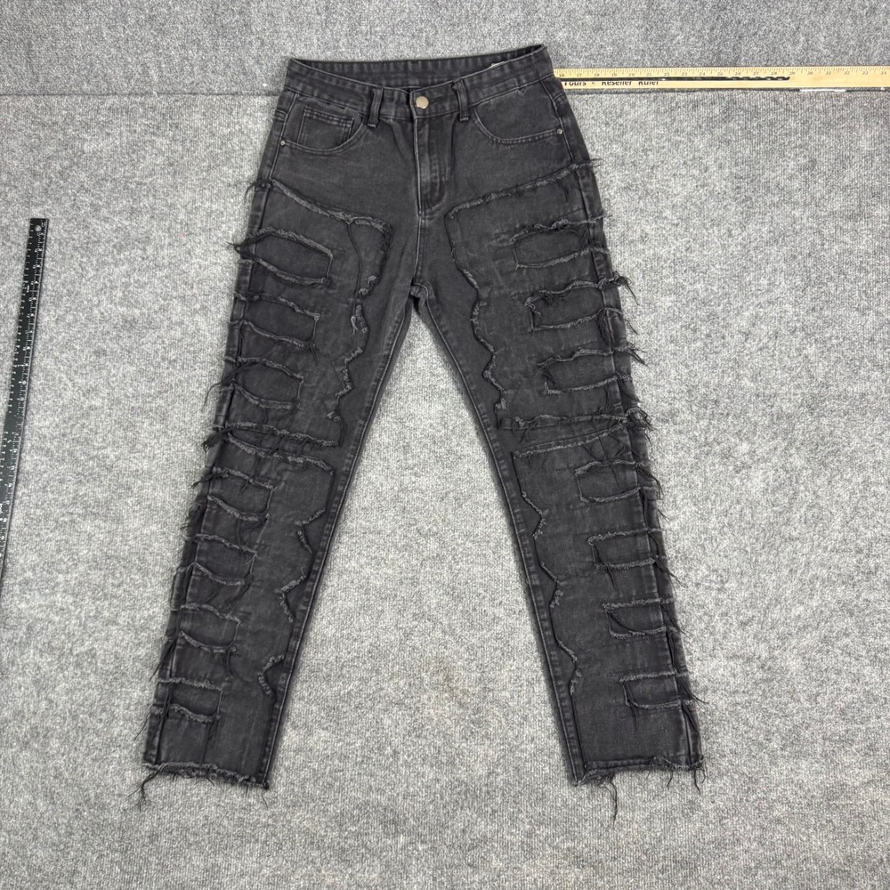 Unbranded Jeans Mens Size 32 Distressed Patchwork‎ Frayed Viscose Streetwear